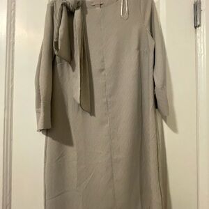 H&M belted white printed long sleeve casual dress, size S